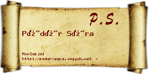 Pádár Sára névjegykártya