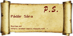Pádár Sára névjegykártya